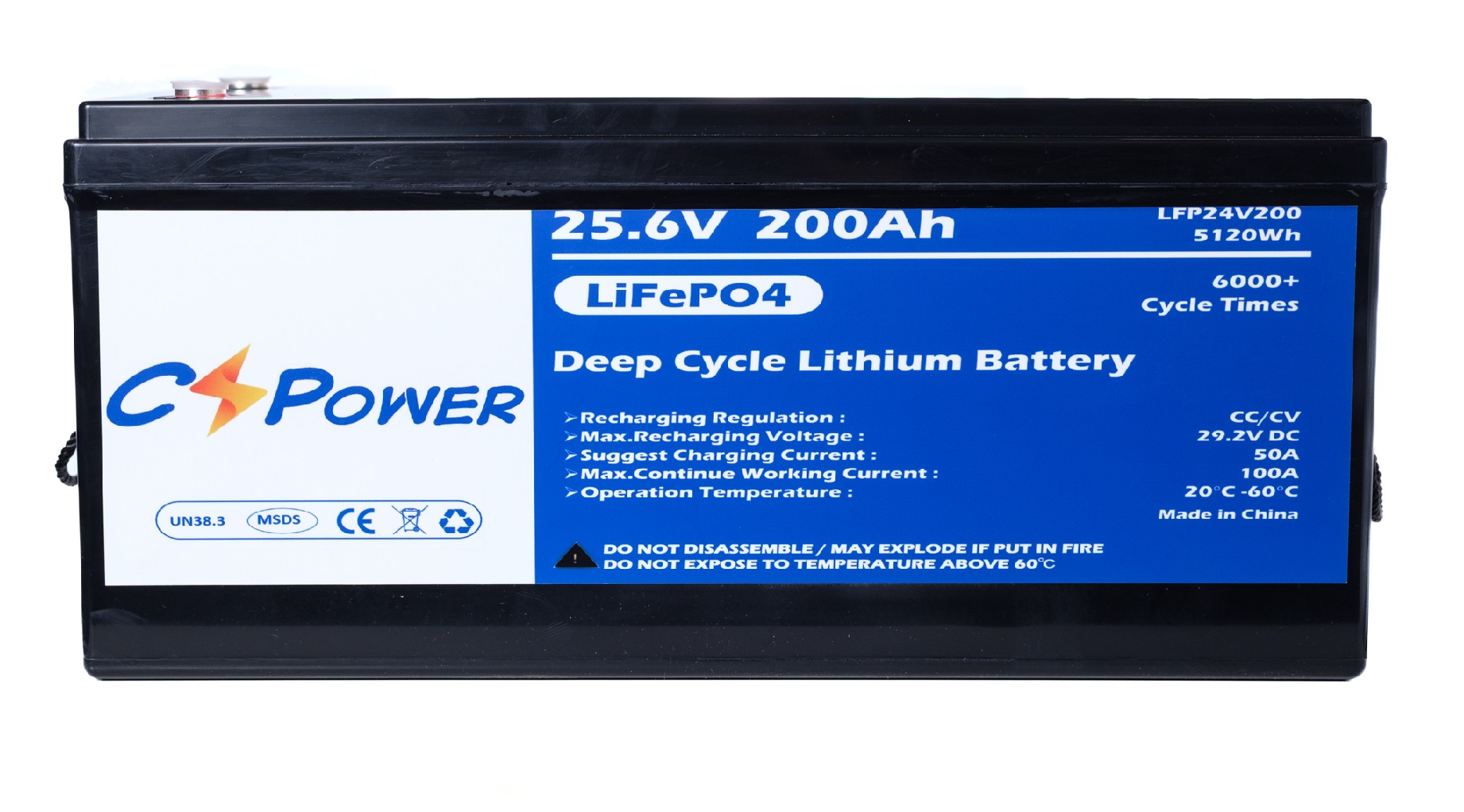 Акумуляторна батарея CS POWER LFP24V200 LiFePO4, 200Ah, 25,6V, 522x269x218мм, 5120Wh (LFP24V200)